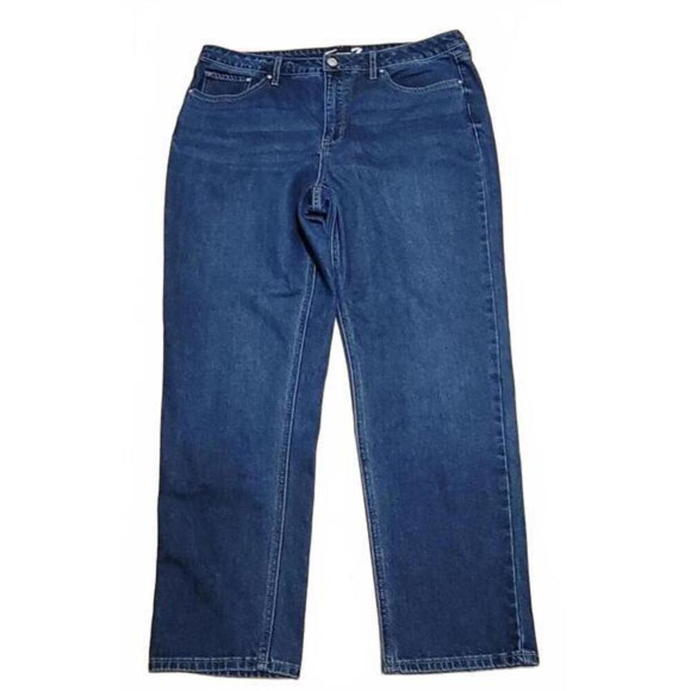Seven7 Womens Slim Straight Jean Dark Wash Denim Pants Size 16 Mid Rise
